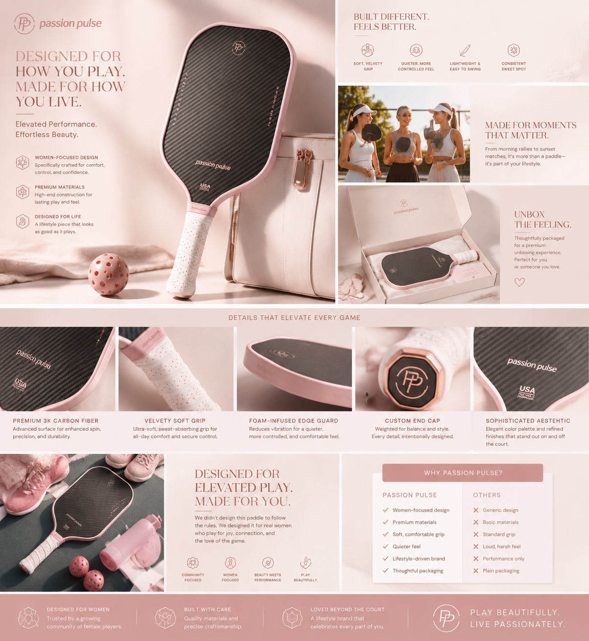 Premium V7 Morandi Pink paddle presentation